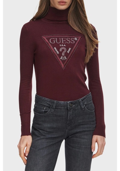 Guess Ls Tn Hallie Triangle Logolu Regular Fit Balıkçı Yaka Kazak W6br54z1455 Kadın Kazak W6br54 Z1455 G596 Bordo