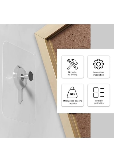 Mithra Life 5 Adet Şeffaf Yapışkanlı Duvar Tablo Çerçeve Vida Çivisi Askısı Mıt1195 şeffaf