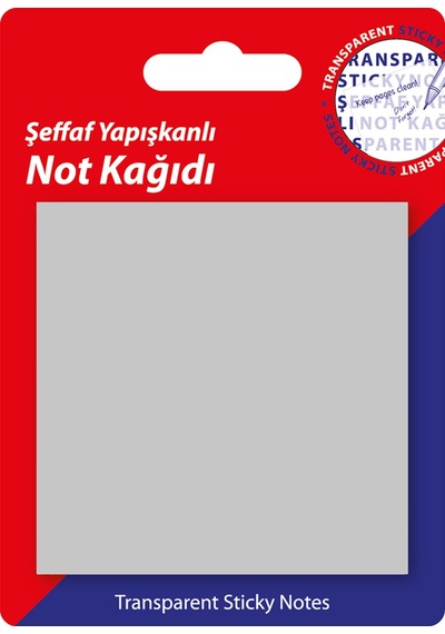 Şeffaf Post-it Yapışkanlı Not Kağıdı GRİ 76x76 Mm. 50 Yaprak