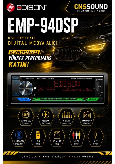 Edison Emp-94dsp 8 Kanal Dsp 48 Band Eq Bluetooth 5.1 Oto Teyp