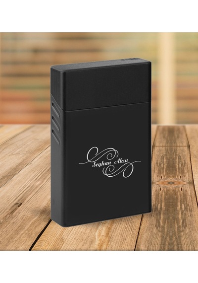 Bk Gift Kişiye Özel Siyah Slim Boy Metal Sigara Kutusu-3