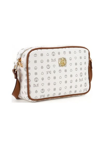 Bilik Deri Monogram Beyaz/taba Kadın Çapraz Askılı Çanta Nv 1002- 001