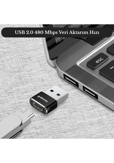 Usb A To Type C Dönüştürücü Adaptör Yeni Nesil Şarj Kablo Çevirici Siyah 2 Adet Siyah