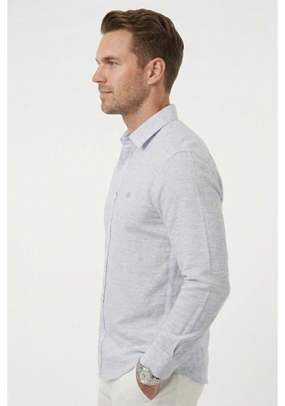 Rizzup Mavi Slim Fit Çizgili %100 Pamuk Erkek Gömlek Nefes Alan Şık Günlük Gömlek 2602626