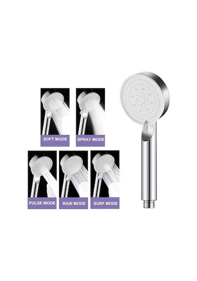 5 Fonksiyonlu Ayarlanabilir Yüksek Basınçlı Masaj Etkili Duş Seti, Turbo Fan Lite Duş Seti Chrome Diğer