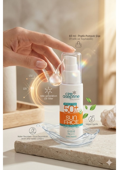 Cire Aseptine Yüz Güneş Koruyucu Krem Spf50+ 60 Ml 2 Adet