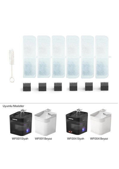 Haustier Filtre- WF001-WF004 Otomatik Su Sebili Uyumlu 6lı Set