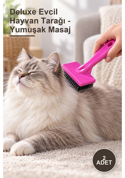 2 Adet Deluxe Evcil Hayvan Tarağı - Yumuşak Masaj
