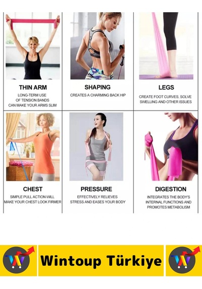 Uzun Ömürlü Fitness Aerobik Esneme Elastik Esnek Orta Sertlik Direnç Özel Kutulu Pilates Bandı Çok Renkli