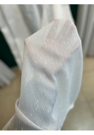Safir Şantuk Ekru Çizgili Düz Tül Perde Ekru