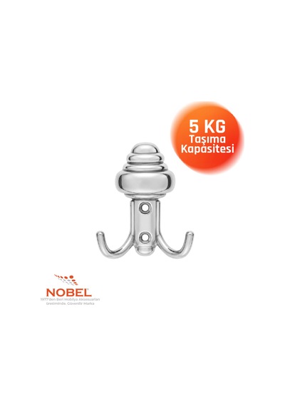 Sarikli Askı, Metal Vestiyer Askısı, 27 Gr, Dolap Ve Duvar Askılığı, Krom Vidalı
