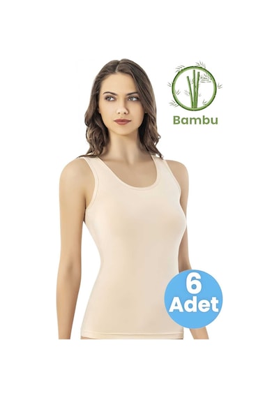 Tezzgelsin Kadın 6'lı Kalın Askılı Bambu Atlet Ten Rengi