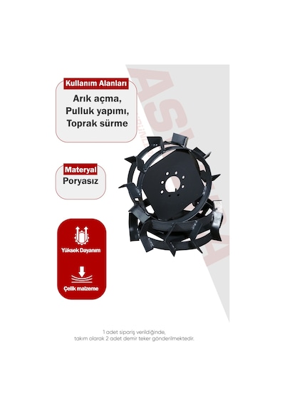 Asvera Çapa Makinesi Demir Teker Takımı 4.00-8 - 5-7.5 Hp Uyumlu Arazi Tipi Demir Tekerlek
