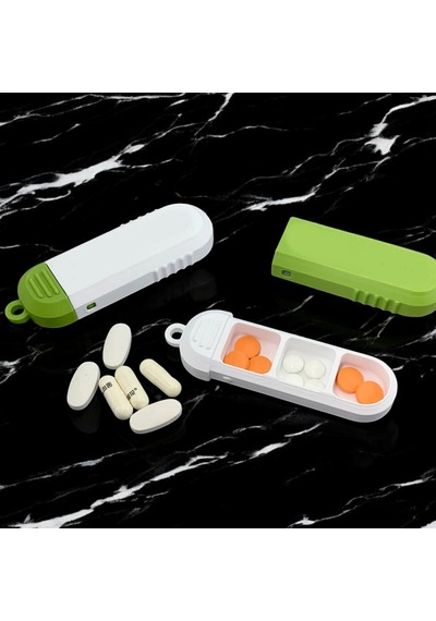 Taşınabilir 3 Bölmeli Hap Kutusu 2li Set