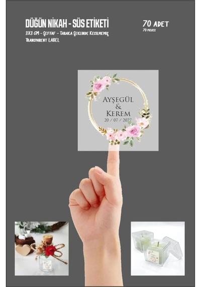Kişiye Özel Süs Etiketi Şeffaf Kişiye Kına Düğün Nişan Söz Transp