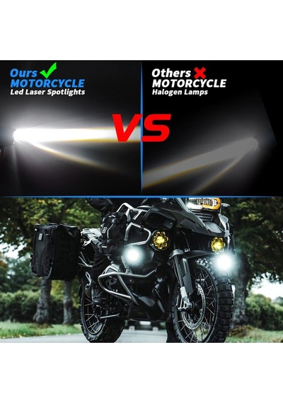 Motosiklet Çift Göz Led Lazer Sis Farı Delici Beyaz Sarı Çift Renk 12-80 Volt 2 Adet