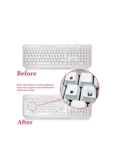 Siyah Rusça Şeffaf Klavye Etiketi Black Transparent Russian Keyboard Sticker 3m