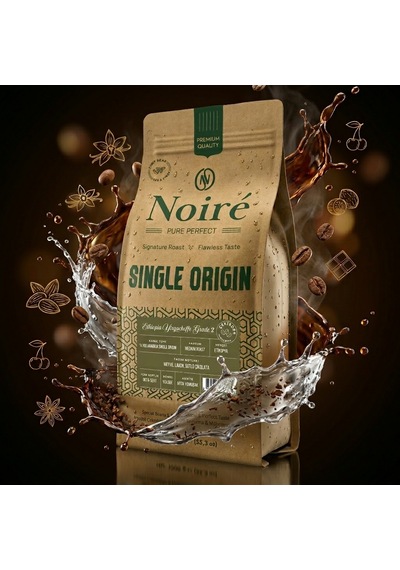 2'li Set Noire Ethiopia Yirgacheffe 1kg %100 Arabica Orta Sert, Çiçek & Meyve Tadım Notalı Kahve Çekirdek