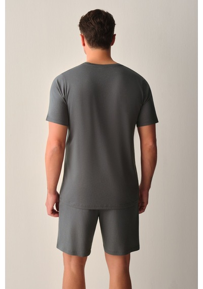 Suwen Jacob Erkek Modal Şort Pijama Takımı Sh26716663003 Gri / Antrasit