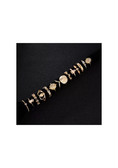 Amon Alaçatı Stili 15 Parça Vintage Bohem Kadın Eklem Yüzük Seti Çoklu Altın Yüzükler