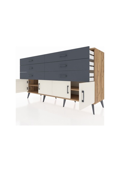 Hyperion Konsol 2 Raflı 6 Çekmeceli 4 Kapaklı 176x44x99 Çam-aytaş Çam-aytaşı/antrasit Hyperion Konsol 2 Raflı 6 Çekmeceli 4 Kapaklı 176x44x99 Çam-aytaş Çam-aytaşı/antrasit