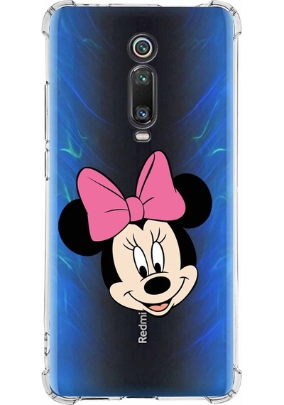 Xiaomi Redmi K20 Köşe Korumalı Antişok Kapak Minnie Mouse Tasarımlı Şeffaf Kılıf