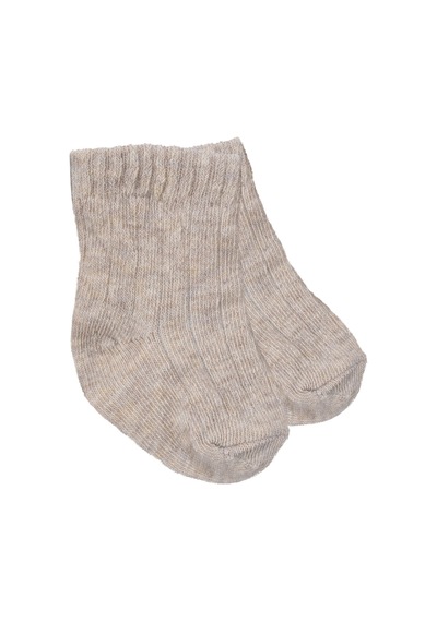 Bebegen Unisex Bej Kahve 3'lü Çorap 0-6 Ay Çok Renkli