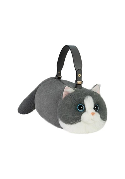 Bear & Deer Pelüş Kedi Şeklinde El Çantası Gri - Bd-cat005 Gri