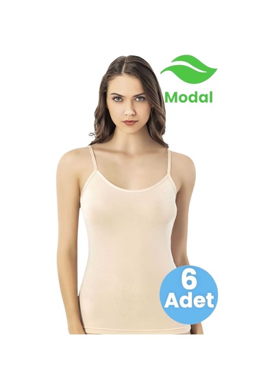 Tezzgelsin İp Askılı 6'lı Kadın Atlet Modal Atlet Ten Rengi