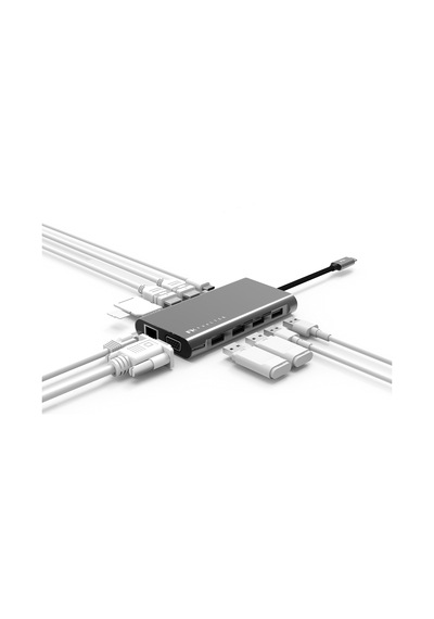 Usb C Hub 11 İn 1 Çoklayıcı Çift Hdmı 4k Vga Ethernet 100w Pd Şarj Sd Tf Kart Okuyucu