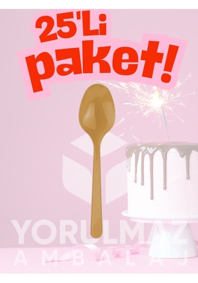 Happy Party Gold Plastik Kaşık 25 Li Tek Kullanımlık, Şık Ve Dayanıklı Parti & Davet Kaşığı Açık Mavi