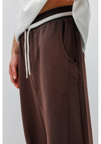Vamos Bağcıklı Baggy Fit Eşofman Alt Kahverengi