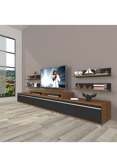 Decoraktiv Ekoflex 270r Mdf Tv Ünitesi Tv Sehpası Ceviz - Siyah
