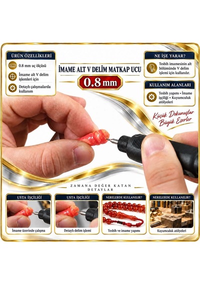 Tesbih Gravüre Bağlanın İmame Alt Delim Matkabı Hss , 1 Paket 1 Adet İşleme Ekipmanı Metalik