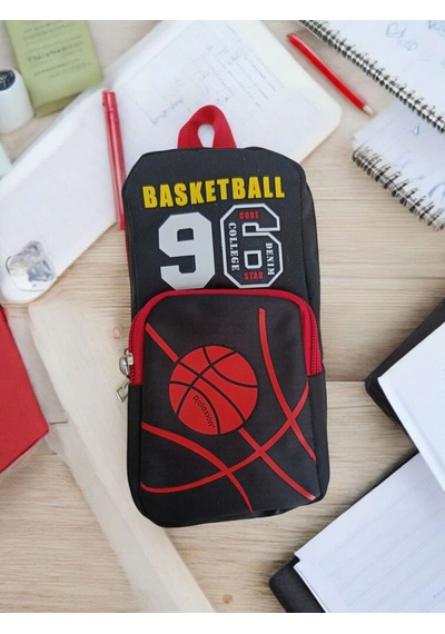 Relaxion Üç Gözlü Greyhound Basketball Kırmızı Siyah Kalem Çantası/kalemlik 160 Açık Kırmızı