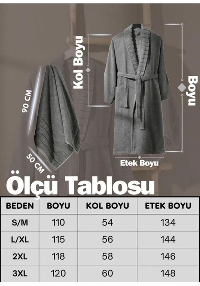 Eponj Home Bornoz - Havlu Seti Carla Antrasit S/m+50x90cm Antrasit