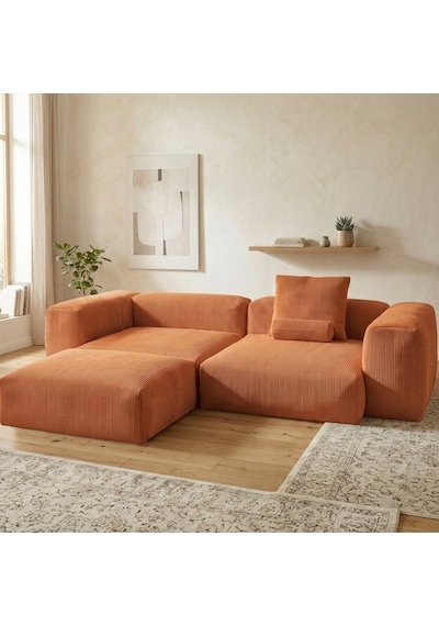 Relax Köşe Koltuk Takımı Sünger Koltuk Kanepe Divan Turuncu