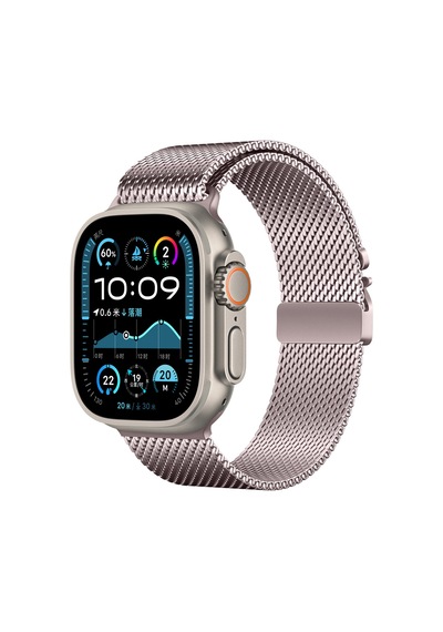 Apple Uyumlu, Watch  Ultra 49mm Zore Krd-121 Metal Hasır Kordon-pembe