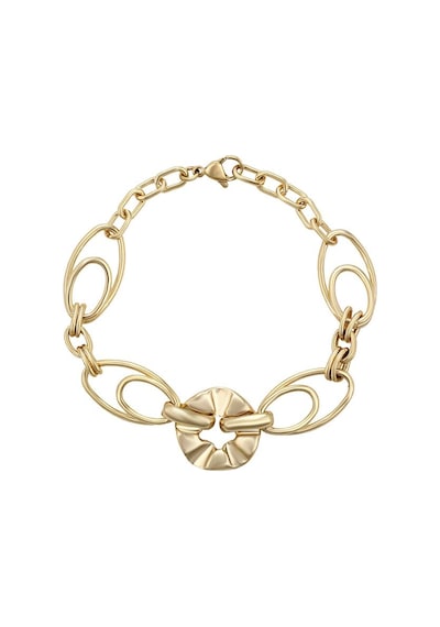 Modern Oval Halka Detaylı 14 Ayar Altın Kaplama Kadın Bileklik Gold