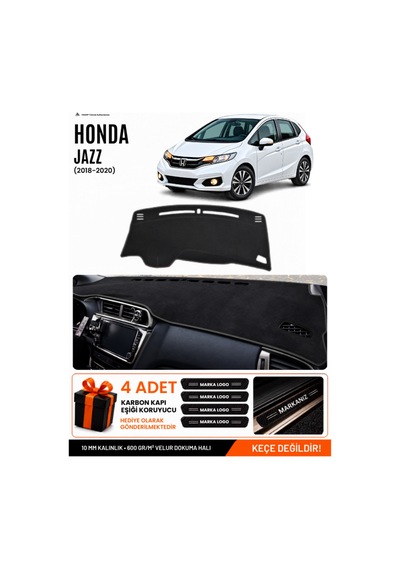 Honda Jazz 2018-2020 Uyumlu Torpido Koruma, Torpido Örtüsü, Torpido Kılıfı - Siyah