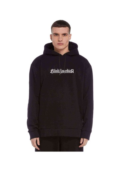 Blind Guardian Logo Baskılı Siyah Erkek Kapşonlu Sweatshirt