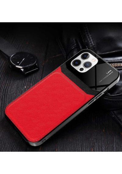 Apple Uyumlu  iPhone 12 Kilif Lens Deri Görünümlü Tpu Kapak 508580967