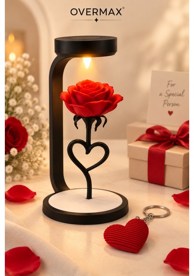 Kırmızı Gül Dekoratif Minimalist Led Lamba 25x14 Cm Kalp Tasarımlı Romantik Gece Lambası Kırmızı Gül - 921601830