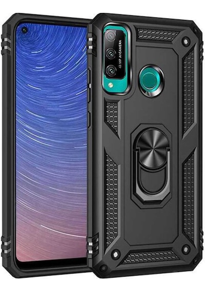 Huawei P40 Lite Uyumlu E Kılıf Sofya Yüzüklü Silikon Kapak - Siyah