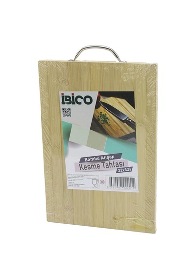 Bay 22x32 X 1.7cm Lux Ahşap Bambu Kesim Panosu - Kesme Tahtası Metal Kulplu Bx40 Najmaddin Diğer