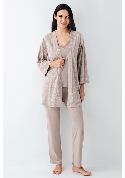 Pierre Cardin 9099-s 3'lü Pijama Takımı VİZON