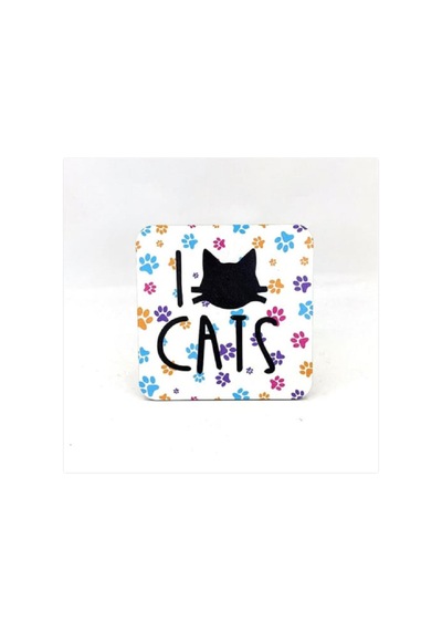 I Love Cats Baskılı Ahşap Bardak Altlığı