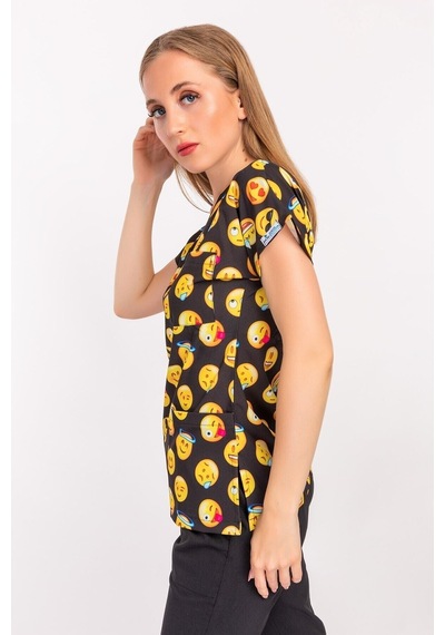 Unisex Siyah Emojiler Desenli Likralı Doktor Hemşire Hastane Scrubs Tek Üst Forma Siyah-sarı Siyah-sarı Unisex Siyah Emojiler Desenli Likralı Doktor Hemşire Hastane Scrubs Tek Üst Forma Siyah-sarı Siyah-sarı