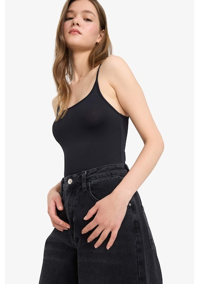 Defacto Basic Düz Askılı Siyah Çıtçıtlı Body F4207ax25smbk81 Siyah