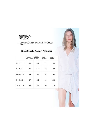 Sagaza Studio Ss6026 Mini Gömlek Elbise Ekru